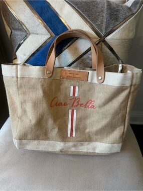 Apolis Tan Canvas Market Tote W/Leather Handles